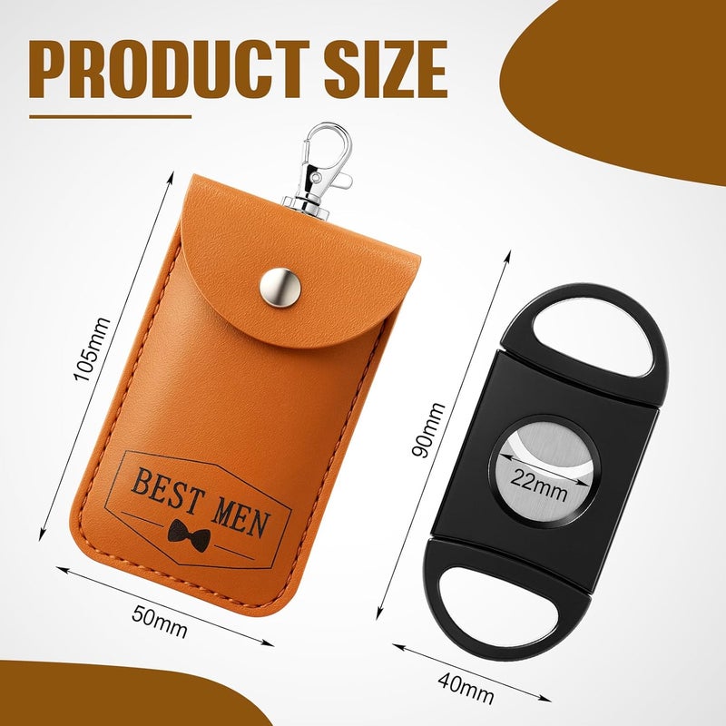Lothee 7 Pack Groomsmen Gifts Set - 6 Groomsmen & 1 Best Man Leather Pouch Keychain with Stainless Steel Cutters - Wedding Party Favors Bachelor Proposal Box Fillers - Image 3